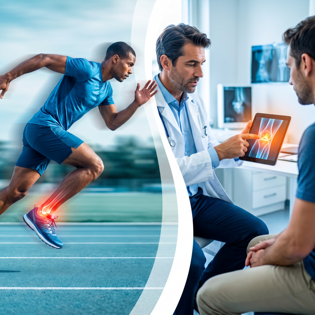 Agent Image - A split composition medical marketing image divided into two connected panels_ joined