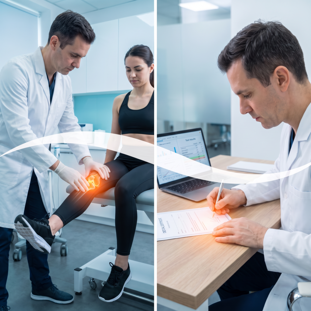 Agent Image - Remove the handheld dynamometer device that the physician is holding in the left panel